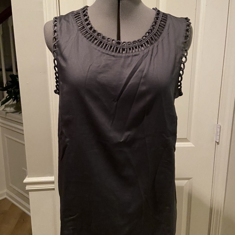 Talbots Dark Grey Embellished Blouse Sz. 10